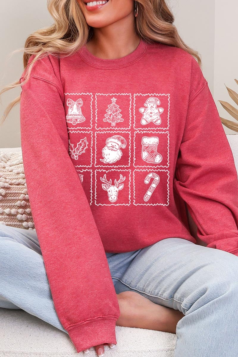 UL190-E3215 Christmas Icons Graphic Sweatshirt $20
