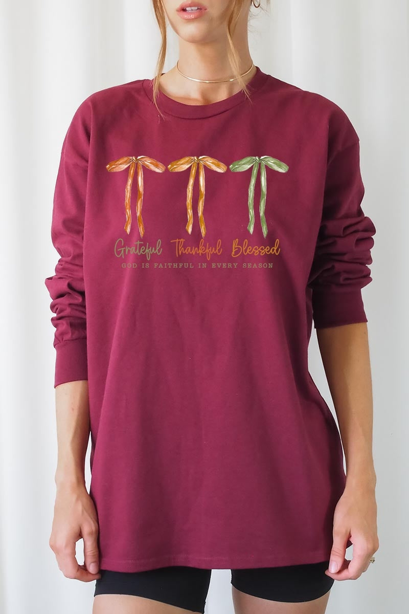 UL240P-E3111 Grateful Thankful Blessed Plus Long Sleeve Tee $17