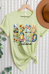 US3001-E3061IN Indiana State Brushstroke Graphic Tee $12.5