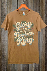 LS002-E3220 Glory to the Newborn King Graphic Vintage Tee $15.5