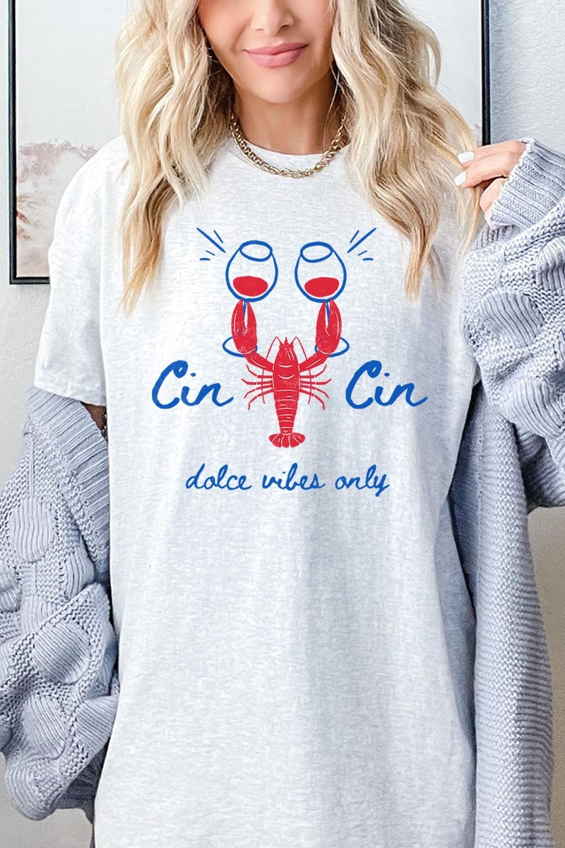 5000-E3069 Cin Cin Lobster Graphic Heavy Cotton Tee $9