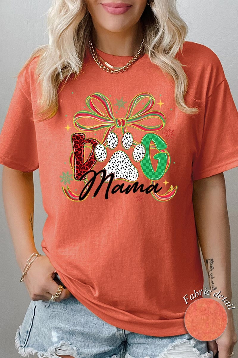 5000-E3194 Dog Mama Christmas Paw Graphic Heavy Cotton Tee $9