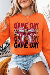 UL180-E3093 Red Silver Football Game Day Bow Sweatshirt $20