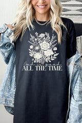 5000P-E3116 God Is Good Floral Graphic Plus Heavy Cotton Tee $12.75