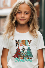 US3001Y-E3200Z Merry Christmas Trees Kids Graphic Tee $11