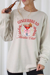 UL240-E3216 Gingerbread Martini Club Graphic Long Sleeve Tee $13.75