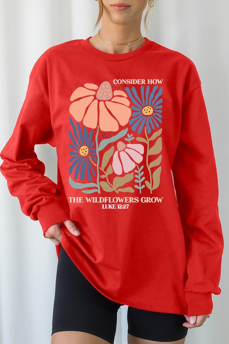 UL240P-E3067 Consider the Wildflowers Plus Long Sleeve Tee $17
