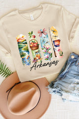 US3001P-E3061AR Arkansas State Brushstroke Graphic Plus Tee $16