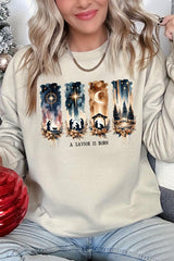 UL180-E3204 Savior Is Born Nativity Graphic Sweatshirt $20