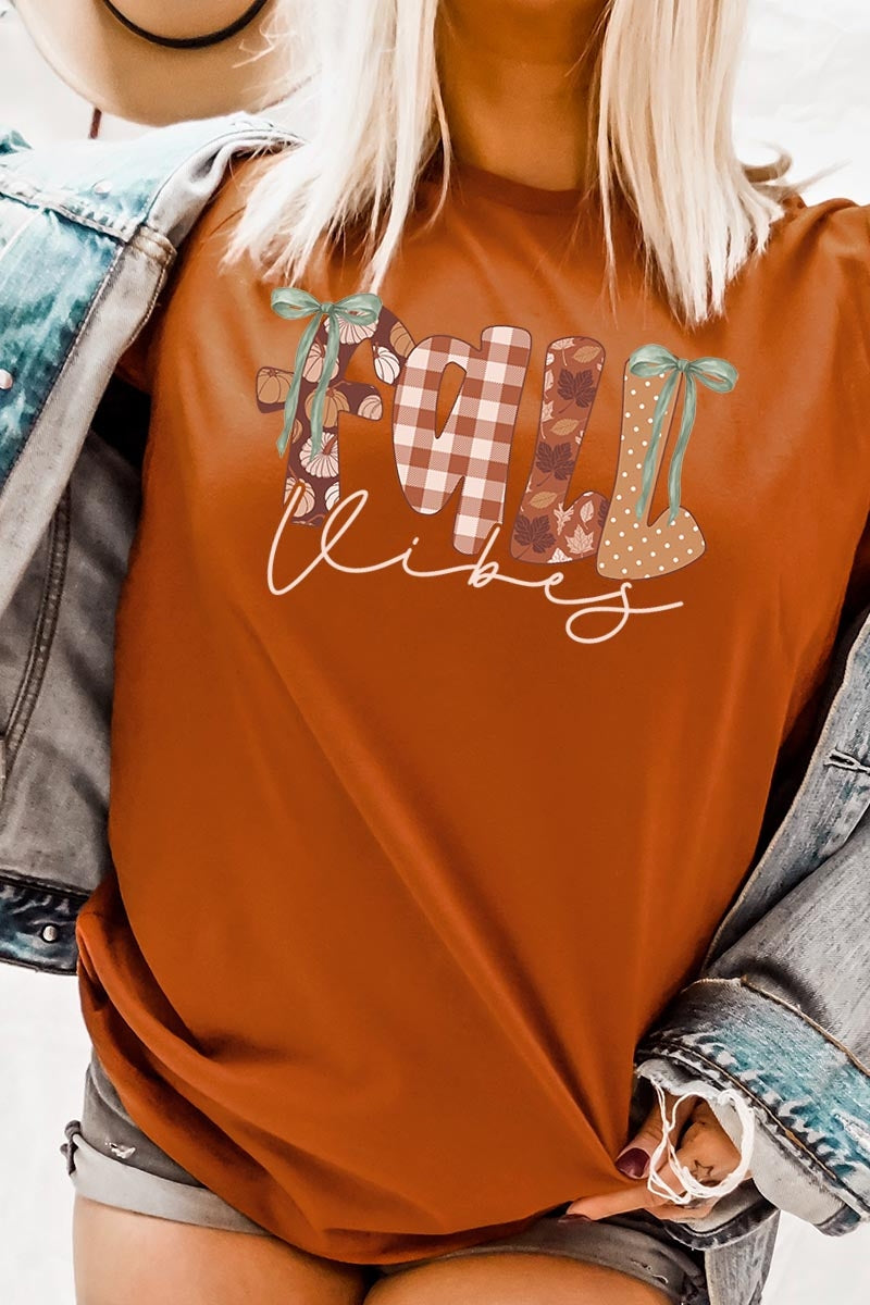 US3001P-E3071 Fall Vibes Rustic Script Graphic Plus Tee $16