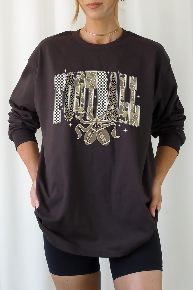 UL240-E3132 Camo Football Graphic Long Sleeve Tee $13.75