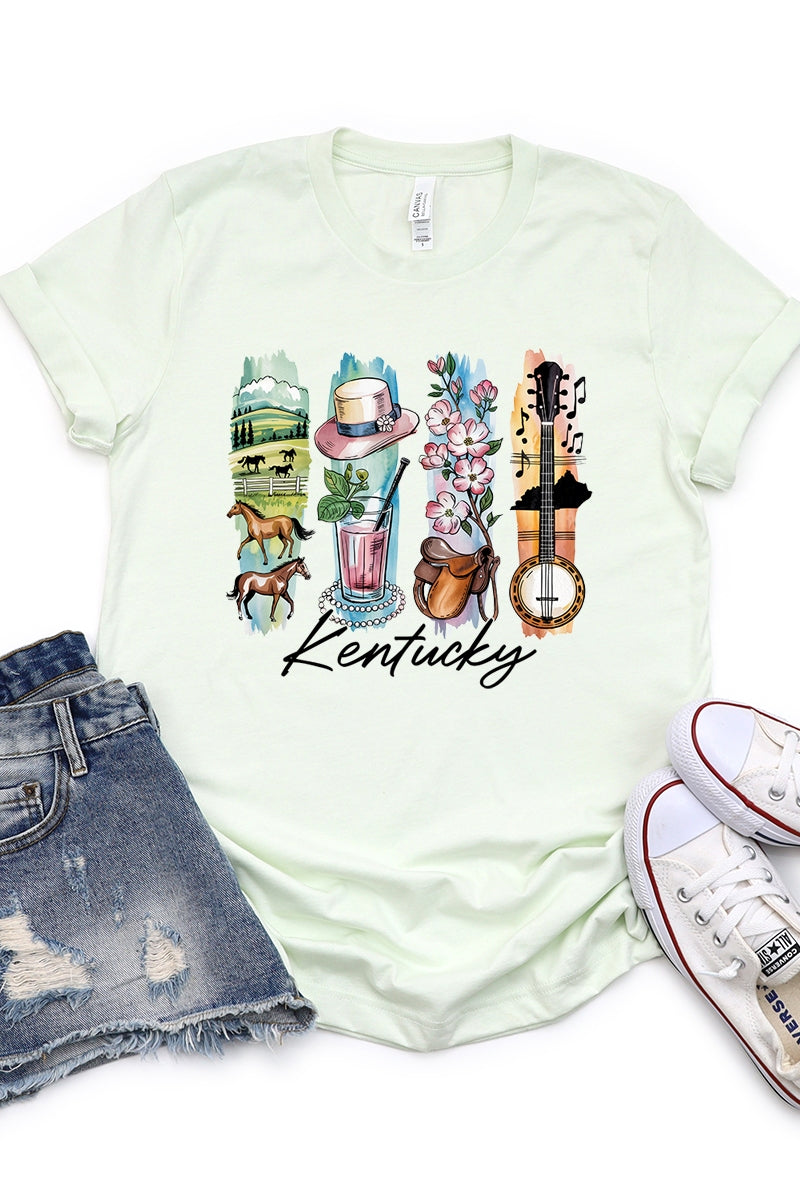 US3001P-E3061KY Kentucky State Brushstroke Graphic Plus Tee $16