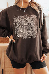 UL180P-E3112 Fall Pumpkin Botanical Graphic Plus Sweatshirt $25