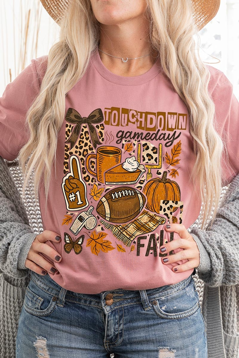 US3001-E3134 Fall Football Collage Graphic Tee $12.5