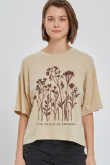 CTS-E3146 Christian Wildflower Graphic Relaxed Crop Top $11