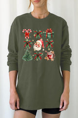 UL240-E3217 Santa Gifts & Bows Christmas Graphic Long Sleeve Tee $13.75