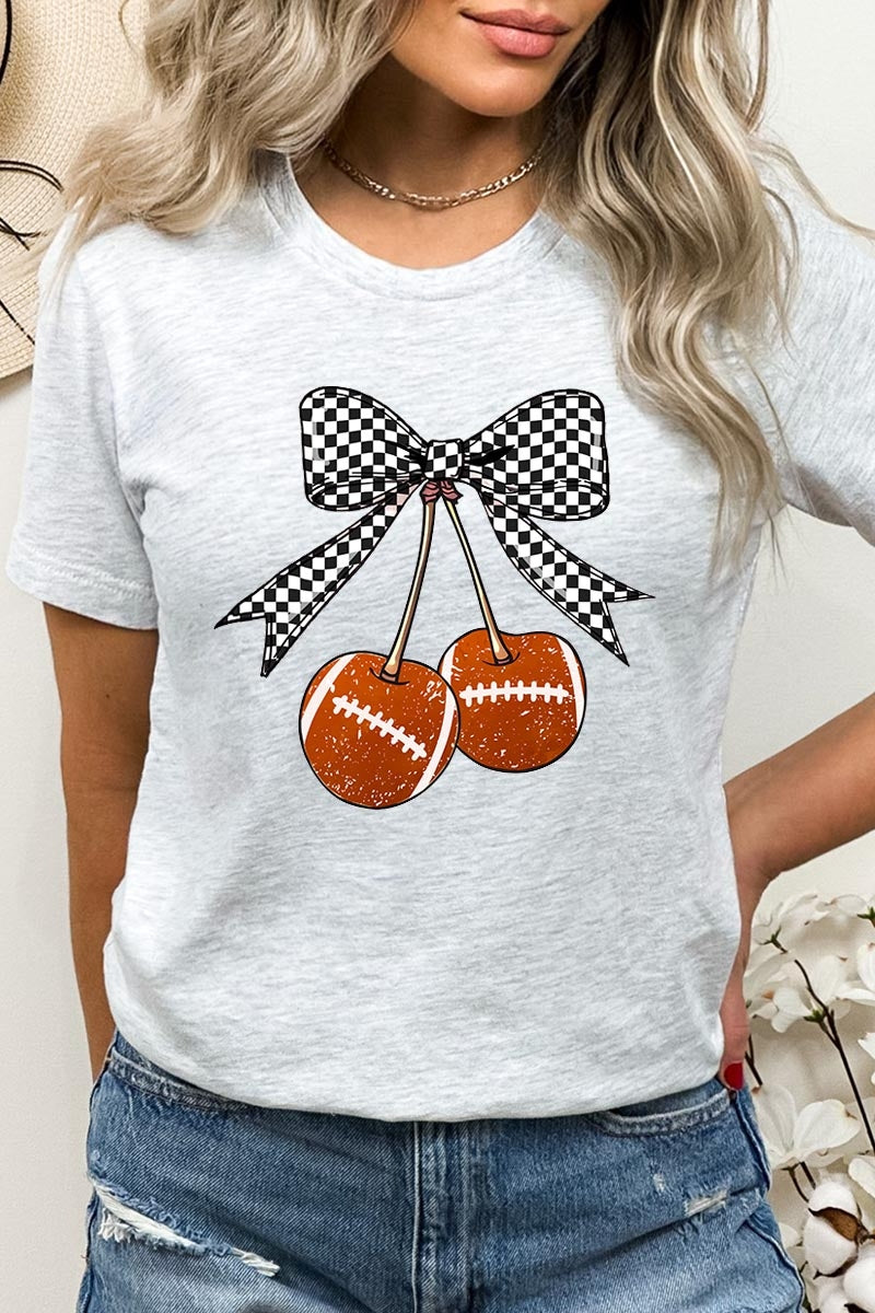 US3001-E3055 Football Cherries Graphic Tee $12.5