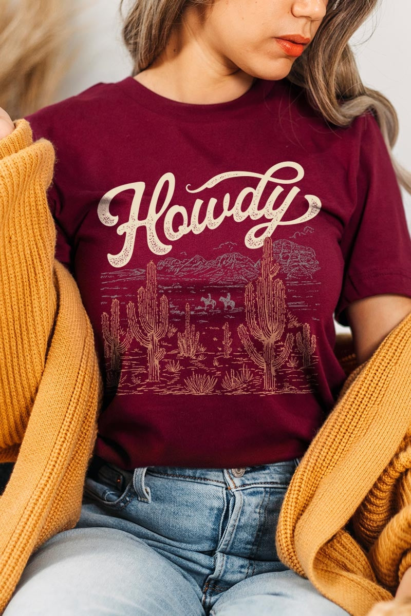 US3001P-E3095 Howdy Desert Western Graphic Plus Tee $16
