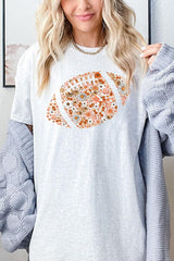 5000-E3133 Floral Football Graphic Heavy Cotton Tee $9