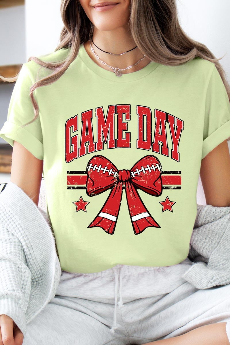 US3001P-E3062 Red Game Day Football Bow Graphic Plus Tee $16