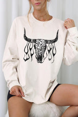 UL240-E3176 Western Bullskull Graphic Long Sleeve Tee $13.75
