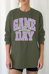 UL240P-E3127 Purple Gingham Game Day Plus Long Sleeve Tee $17