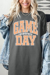 5000-E3129 Orange Gingham Game Day Graphic Heavy Cotton Tee $9