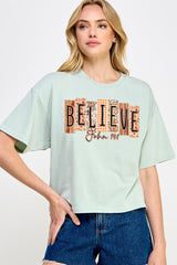 CTS-E3167 Believe Fall Christian Graphic Relaxed Crop Top $11