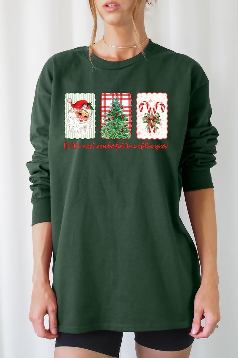 UL240-E3201 Most Wonderful Time Graphic Long Sleeve Tee $13.75