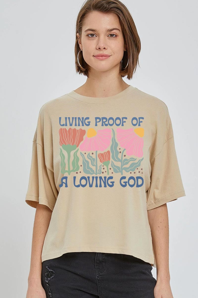 CTS-E3066 Living Proof of a Loving Graphic Relaxed Crop Top $11