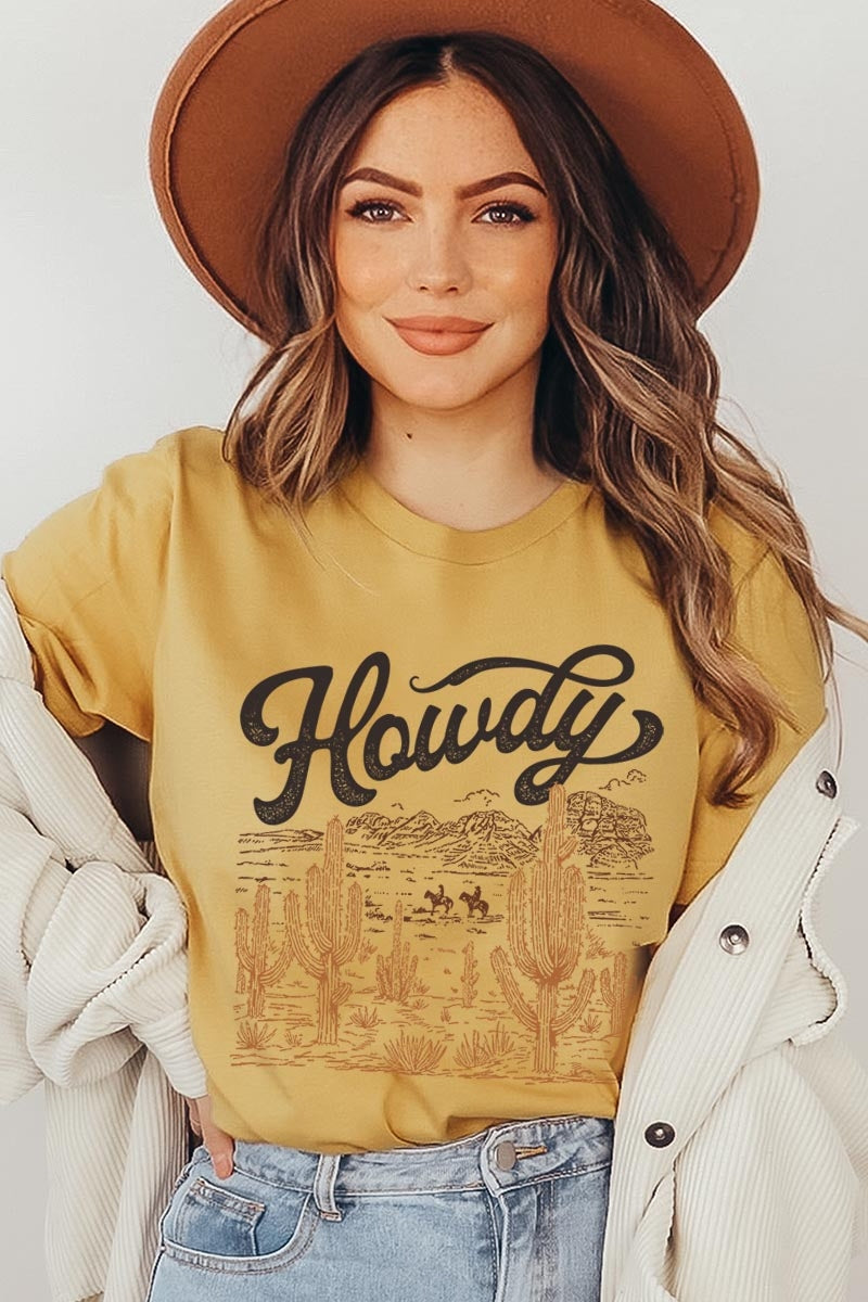 US3001-E3095 Howdy Desert Western Graphic Tee $12.5