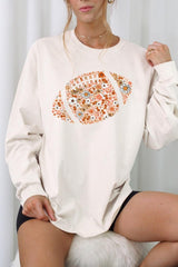 UL240-E3133 Floral Football Graphic Long Sleeve Tee $13.75