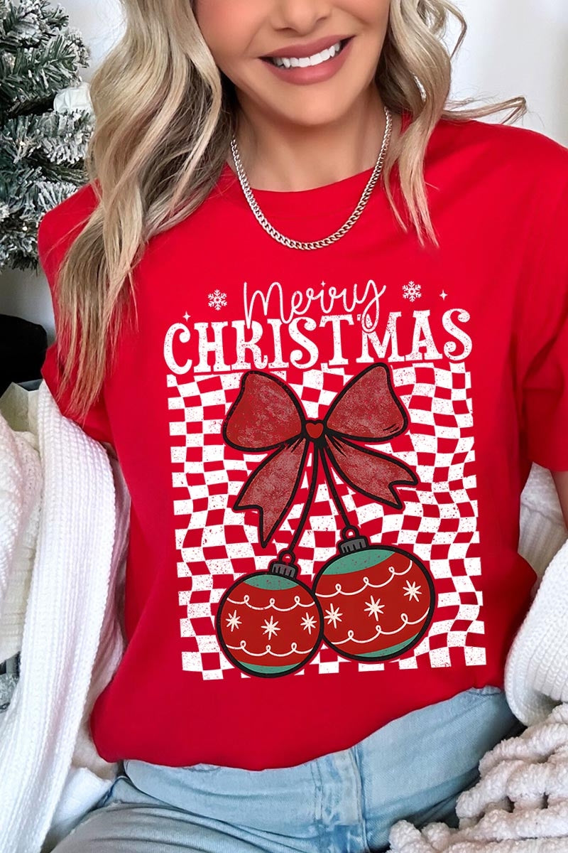 US3001-E3196 Cherry Ornament Christmas Graphic Tee $12.5