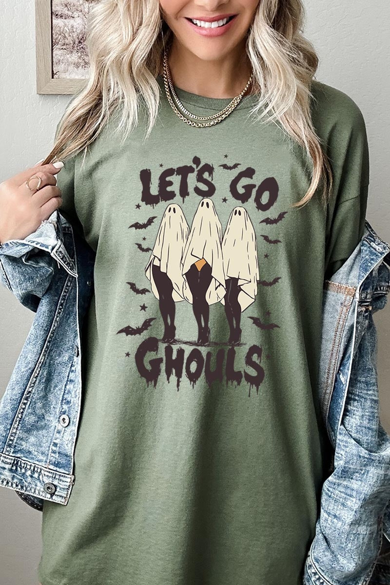 5000-E3160 Letu2019s Go Ghouls Ghost Graphic Heavy Cotton Tee $9
