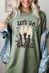 5000-E3160 Letu2019s Go Ghouls Ghost Graphic Heavy Cotton Tee $9