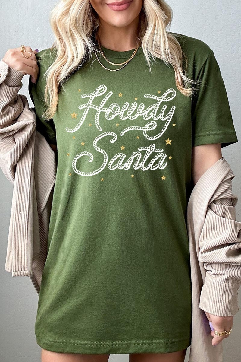 US3001-E3199 Howdy Santa Graphic Tee $12.5