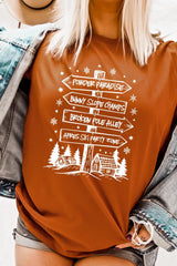US3001-E3189 Ski Lodge Signs Graphic Tee $12.5