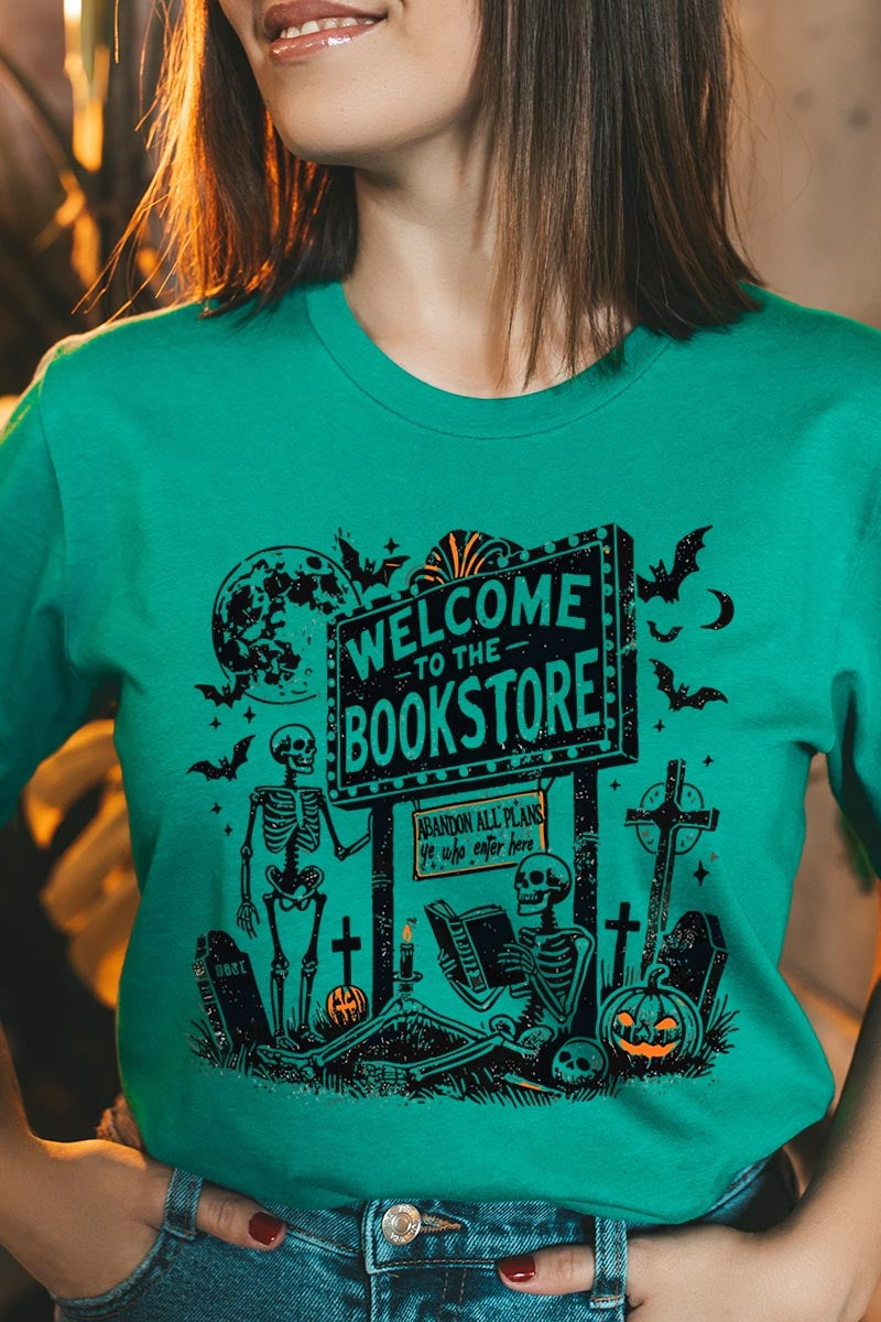 US3001-E3122 Bookstore Halloween Graphic Tee $12.5