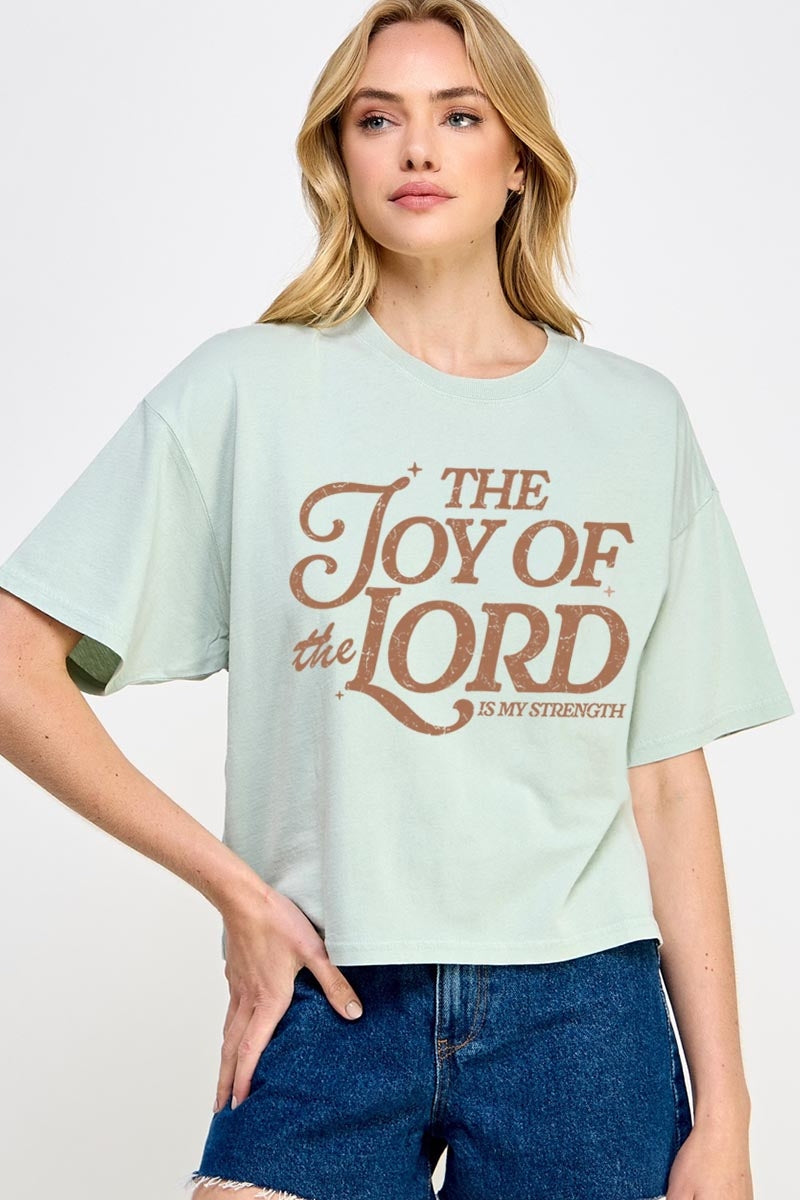 CTS-E3179 Joy of the Lord Graphic Relaxed Crop Top $11