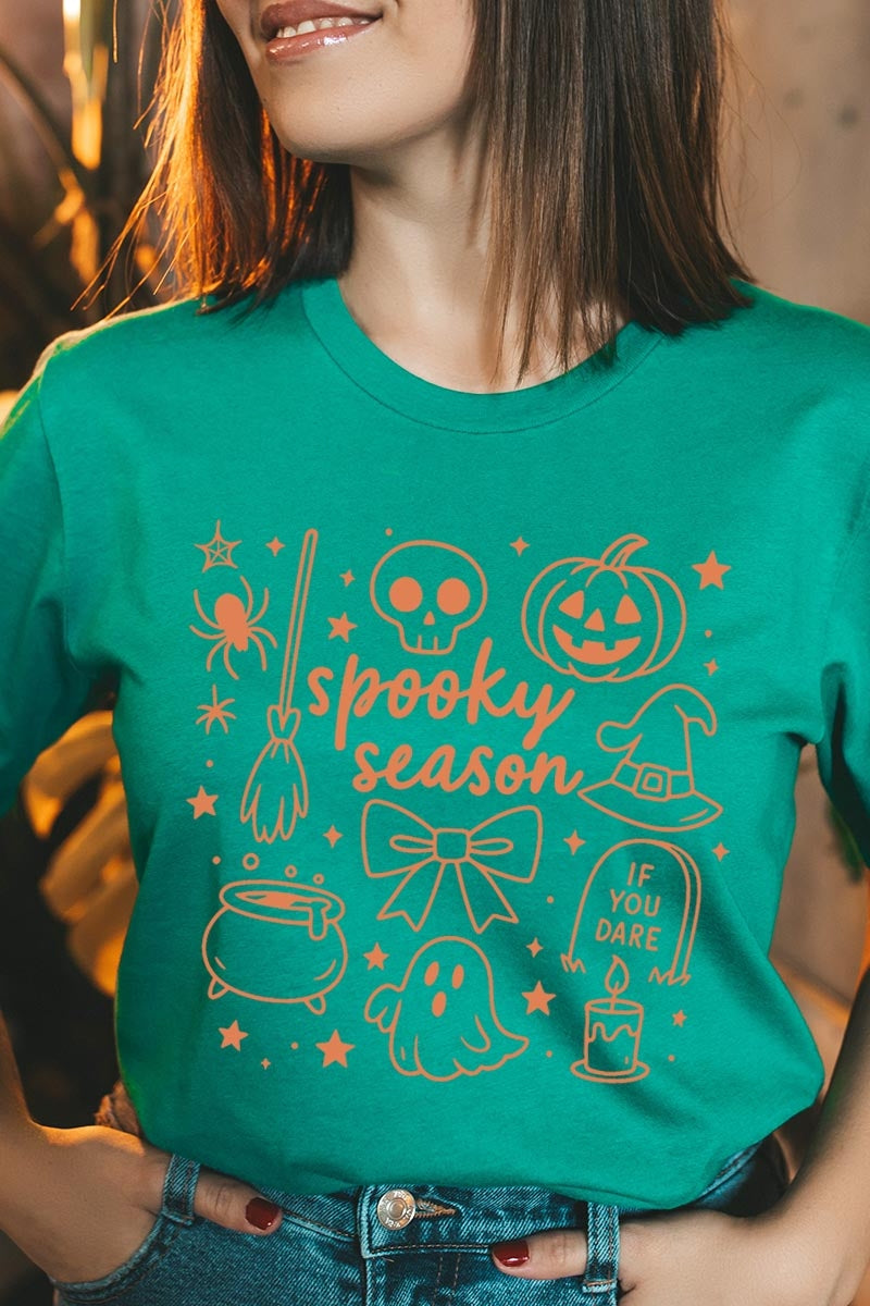 US3001-E3141 Halloween Doodle Graphic Tee $12.5