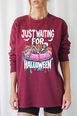UL240-E3138 Just Waiting For Halloween Graphic Long Sleeve Tee $13.75