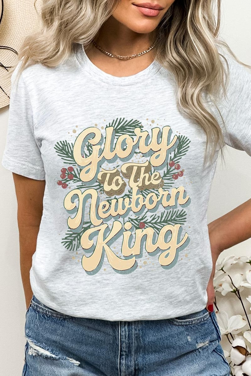 US3001P-E3220 Glory to the Newborn King Graphic Plus Tee $16