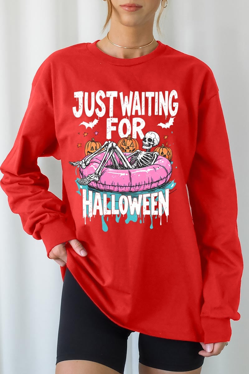 UL240P-E3138 Just Waiting For Halloween Plus Long Sleeve Tee $17