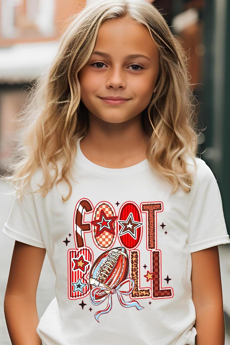 US3001Y-E3053Z Brushstroke Football Kids Graphic Tee $11