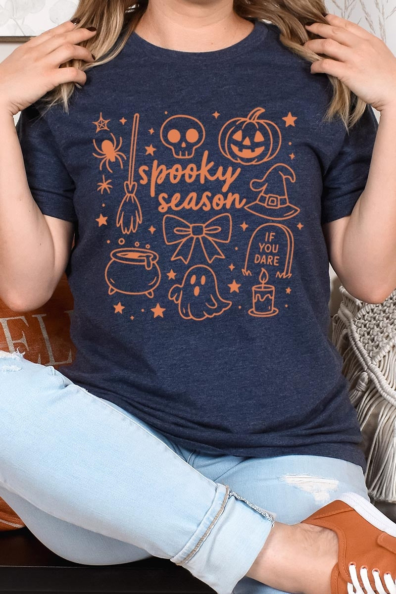 US3001P-E3141 Halloween Doodle Graphic Plus Tee $16