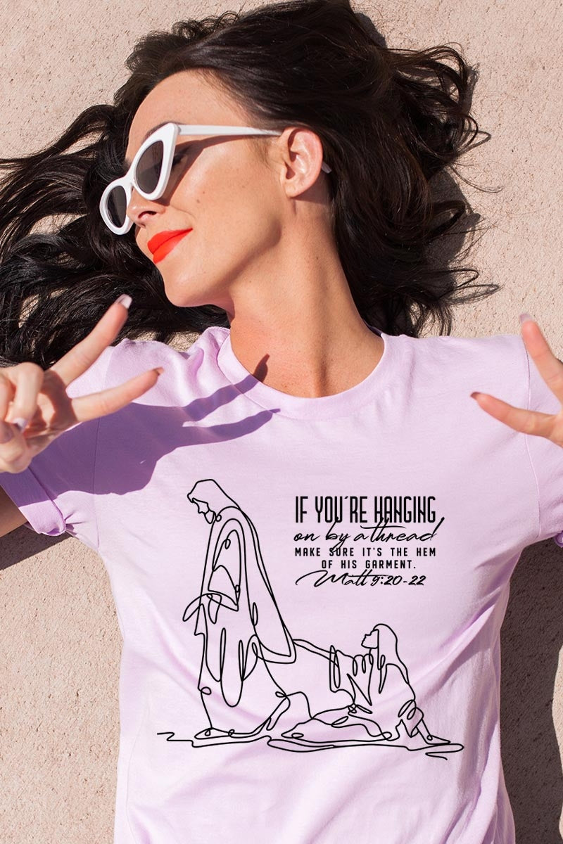 US3001-E3075 If Youu2019re Hanging On Faith Line Art Graphic Tee $12.5