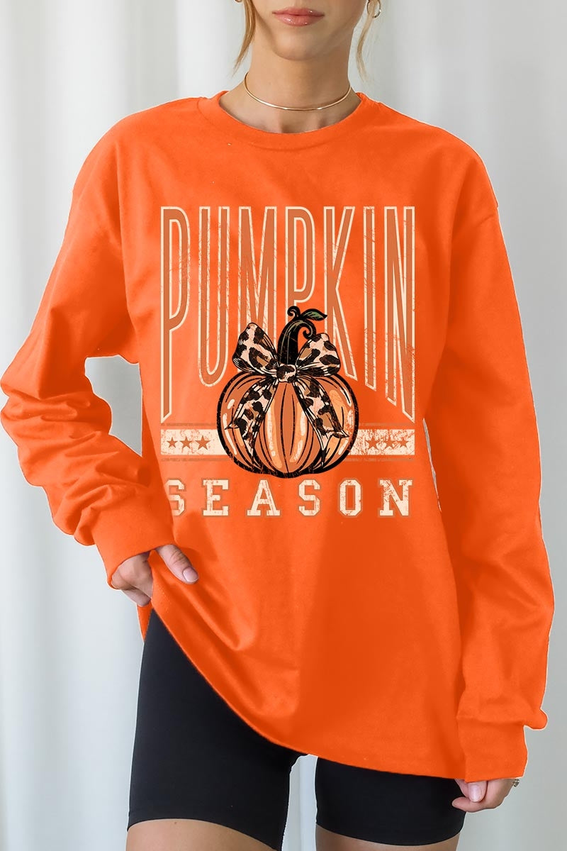 UL240-E3145 Pumpkin Season Graphic Long Sleeve Tee $13.75