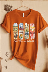US3001-E3061ND North Dakota State Brushstroke Graphic Tee $12.5