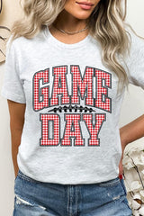 US3001P-E3126 Red Gingham Game Day Graphic Plus Tee $16