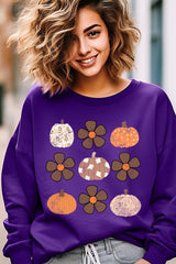 UL180-E3117 Pumpkins & Flowers Fall Graphic Sweatshirt $20